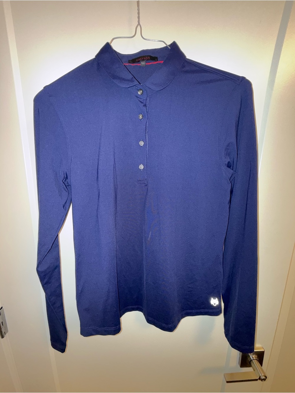 Long-Sleeve Navy Button-Down Polo Top by Galvin Green